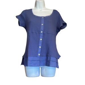 Soft Surroundings Indigo Button-Front Blouse